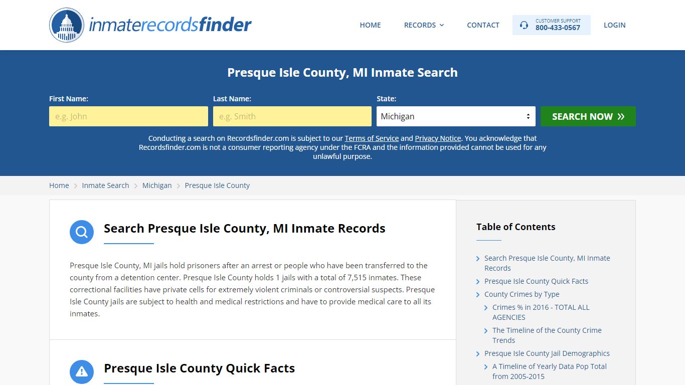 Presque Isle County, MI Inmate Lookup & Jail Records Online